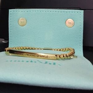 Gold Beaded Bracelet with Engraved Plate